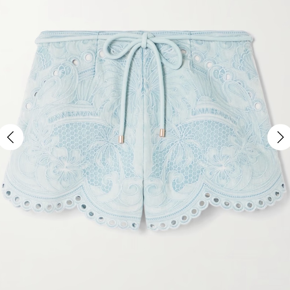 Zimmermann Light Blue Embroidered Eyelet Drawstring Shorts - Picture 5 of 5